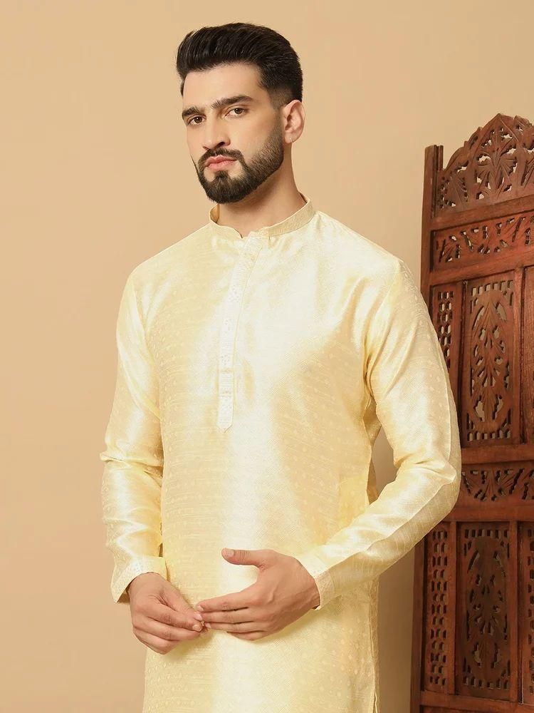 Men's Jacquard Solid Kurta Pyajama Set