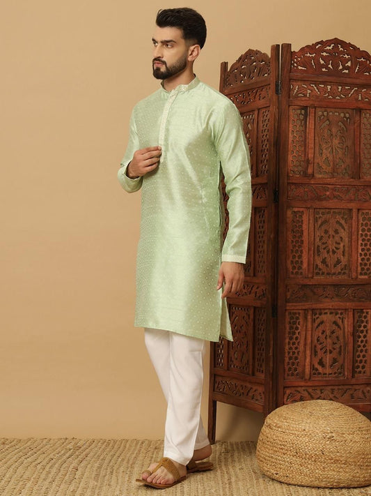 Men's Jacquard Solid Kurta Pyajama Set